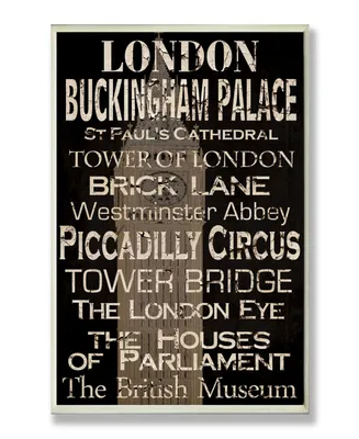 Stupell Industries Home Decor London Landmark Typography Wall Plaque Art, 12.5" x 18.5"