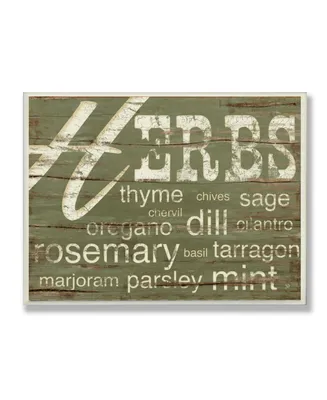Stupell Industries Home Decor Herbs and Words Green Kitchen Wall Plaque Art, 12.5" x 18.5"