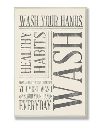 Stupell Industries Home Decor Wash Your Hands Typography Bathroom Wall Plaque Art, 12.5" x 18.5"