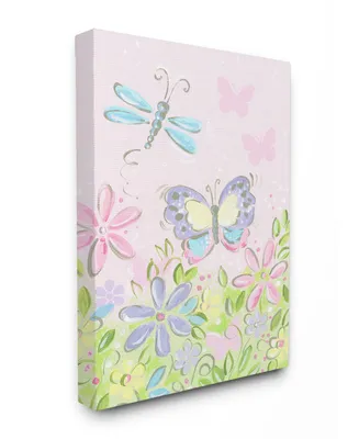 Stupell Industries The Kids Room Pastel Butterfly and Dragonfly Canvas Wall Art, 16" x 20"