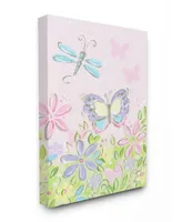 Stupell Industries The Kids Room Pastel Butterfly and Dragonfly Canvas Wall Art, 16" x 20"
