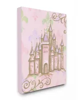 Stupell Industries The Kids Room Castle with Fleur de Lis on Pink Background Canvas Wall Art, 16" x 20"