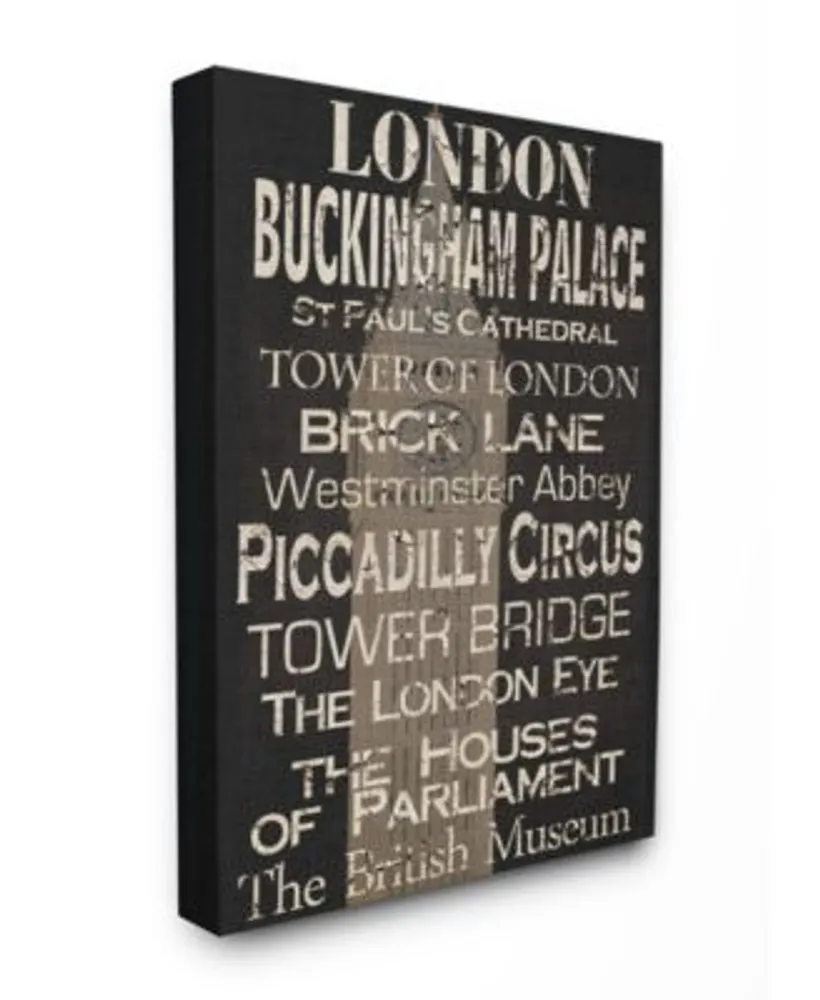 Stupell Industries Home Decor London Landmark Typography Art Collection