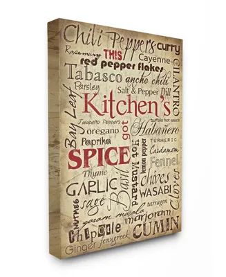 Stupell Industries Home Decor Kitchen Spice Typography Canvas Wall Art, 24" x 30"