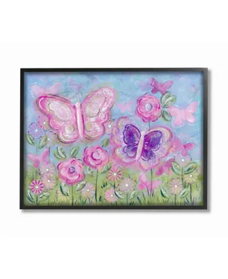 Stupell Industries The Kids Room Pastel Butterflies in a Garden Framed Giclee Art