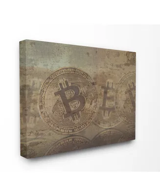 Stupell Industries Bitcoin Faded and Distressed Canvas Wall Art, 30" x 40"