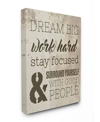 Stupell Industries Dream Big Work Hard Canvas Wall Art, 30" x 40"