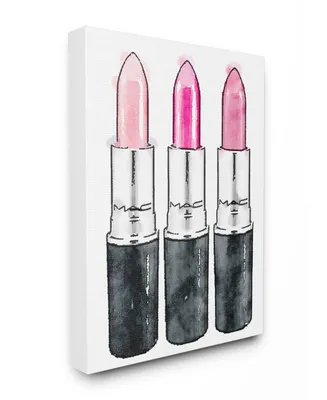 Stupell Industries Three Pink Lipsticks Canvas Wall Art, 16" x 20"