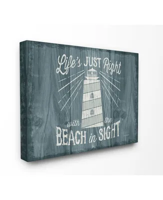 Stupell Industries Life's Just Right Lighthouse Canvas Wall Art