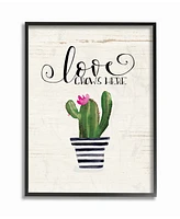 Stupell Industries Love Grows Here Cactus Framed Giclee Art, 16" x 20"