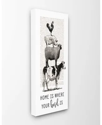 Stupell Industries Home is Where Your Herd is Book Animals Canvas Wall Art, 10" x 24"