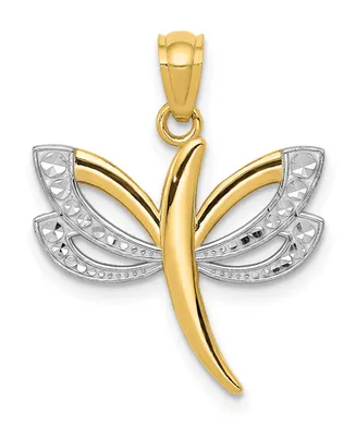 Dragonfly Charm in 14k Yellow Gold and Rhodium