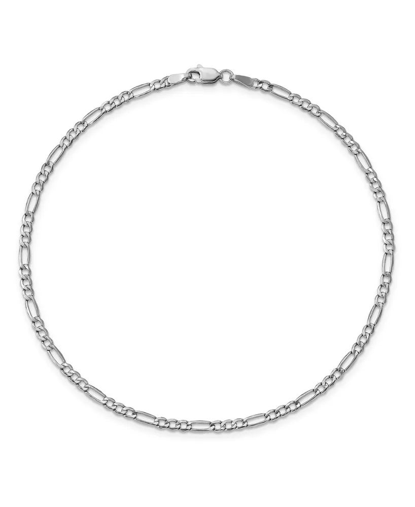 Figaro Chain Anklet in 14k White Gold