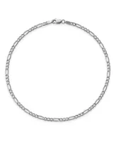 Figaro Chain Anklet in 14k White Gold