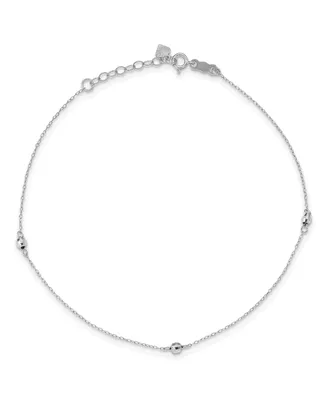 Reflective Beaded Anklet with Adjustable 1" extension in 14k White Gold
