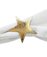 Saro Lifestyle Dinner Napkin Ring with Texture Star Top, Set of 4