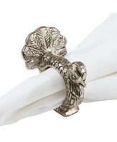 Saro Lifestyle Table Napkin Ring with Turkey Design, Set of 4