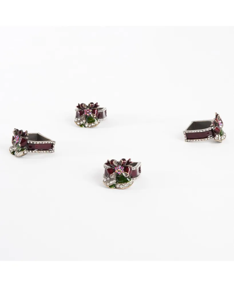 Saro Lifestyle Christmas Design Napkin Ring, Set of 4