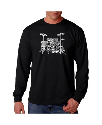 La Pop Art Men's Word Long Sleeve T-Shirt- Drums