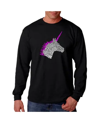 La Pop Art Men's Word Long Sleeve T-Shirt - Unicorn