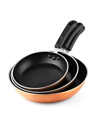 Cook N Home Nonstick Saute Omelet Skillet Fry Pan, 3 Piece set, 8, 9.5, and 12-Inch Copper