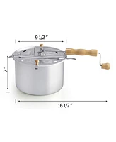 Cook N Home 6 Quart Aluminum Stovetop Popcorn Popper Silver