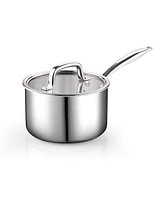 Cook N Home 7-Piece Tri-Ply Clad Stainless Steel Cooking Set with Glass Lid, Silver