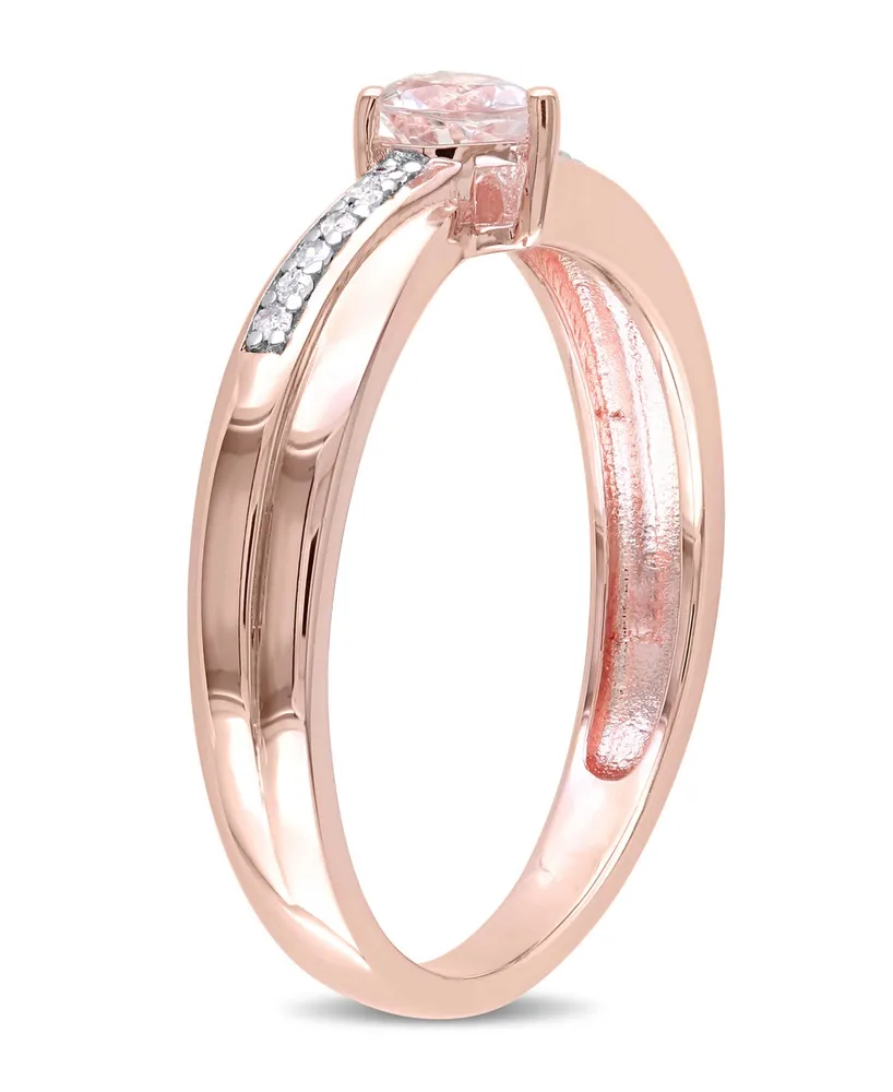 Morganite (1/4 ct.t.w) and Diamond (1/20 ct. t.w.) Heart Ring 18k Rose Gold Over Silver