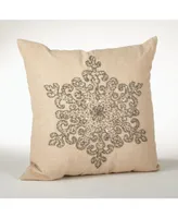 Saro Lifestyle Snowflake Beaded Decorative Pillow, 18" x 18"