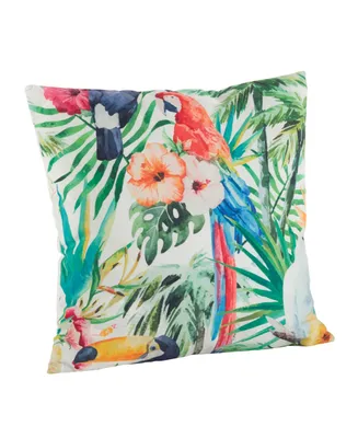 Saro Lifestyle Parrot Printed Decorative Pillow, 18" x 18"