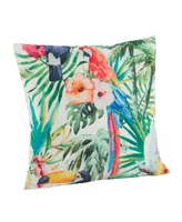 Saro Lifestyle Parrot Printed Decorative Pillow, 18" x 18"