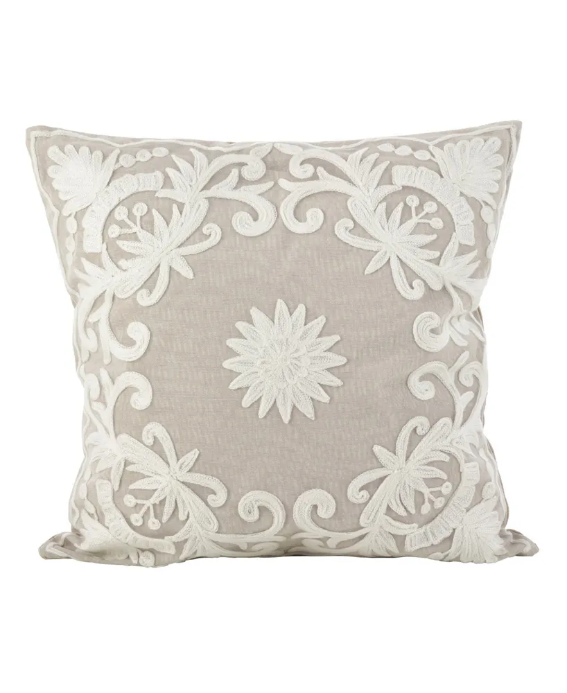 Saro Lifestyle Embroidered Decorative Pillow, 18" x