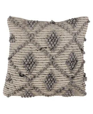Saro Lifestyle Wool Blend Throw Pillow with Knotted Diamond Design, 18" x 18"