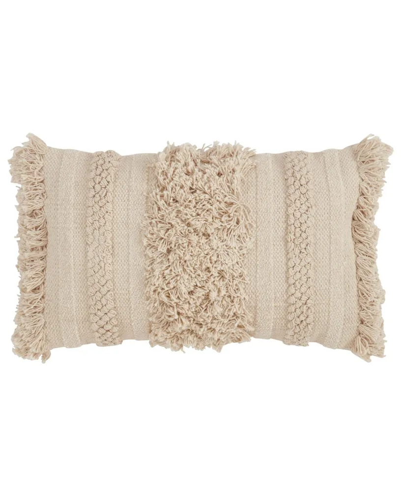 Saro Lifestyle Fringe Striped Decorative Pillow, 12" x 20"