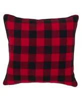 Saro Lifestyle 3 Snowflakes Buffalo Plaid Decorative Pillow, 18" x 18"