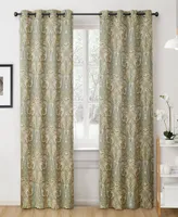 Hlc.me Paris Paisley Decorative Print Damask Pattern Light Reducing Filtering Grommet Window Curtain Panels for Living and Dining Room