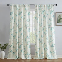 Hlc.me Jasmine Floral Patterned Room Darkening Curtain Rod Pocket Pole Top Panels