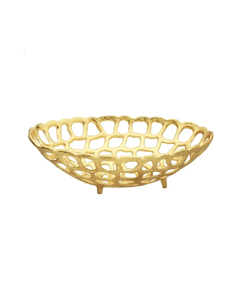 Classic Touch Oval Gold Looped Bread Basket