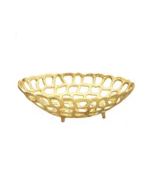 Classic Touch Oval Gold Looped Bread Basket