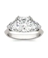 Moissanite Three Stone Ring 3 ct. t.w. Diamond Equivalent 14k White Gold