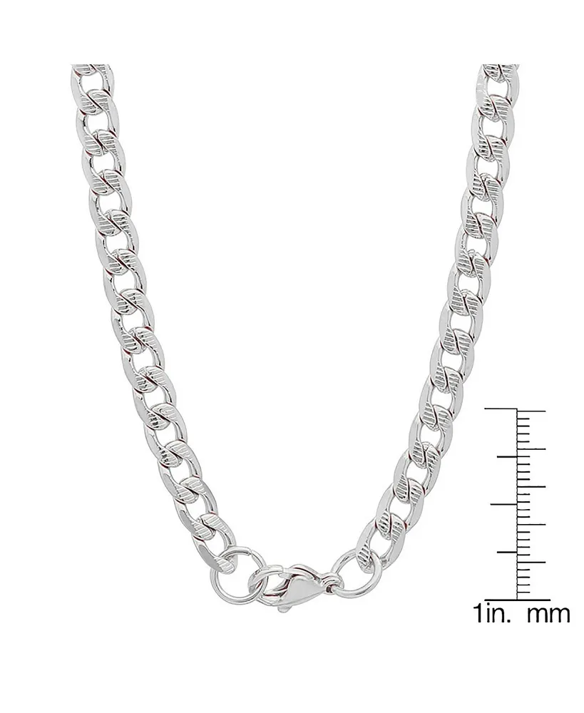 Steeltime Men's Stainless Steel Accented 6mm Cuban Chain 24" Necklaces