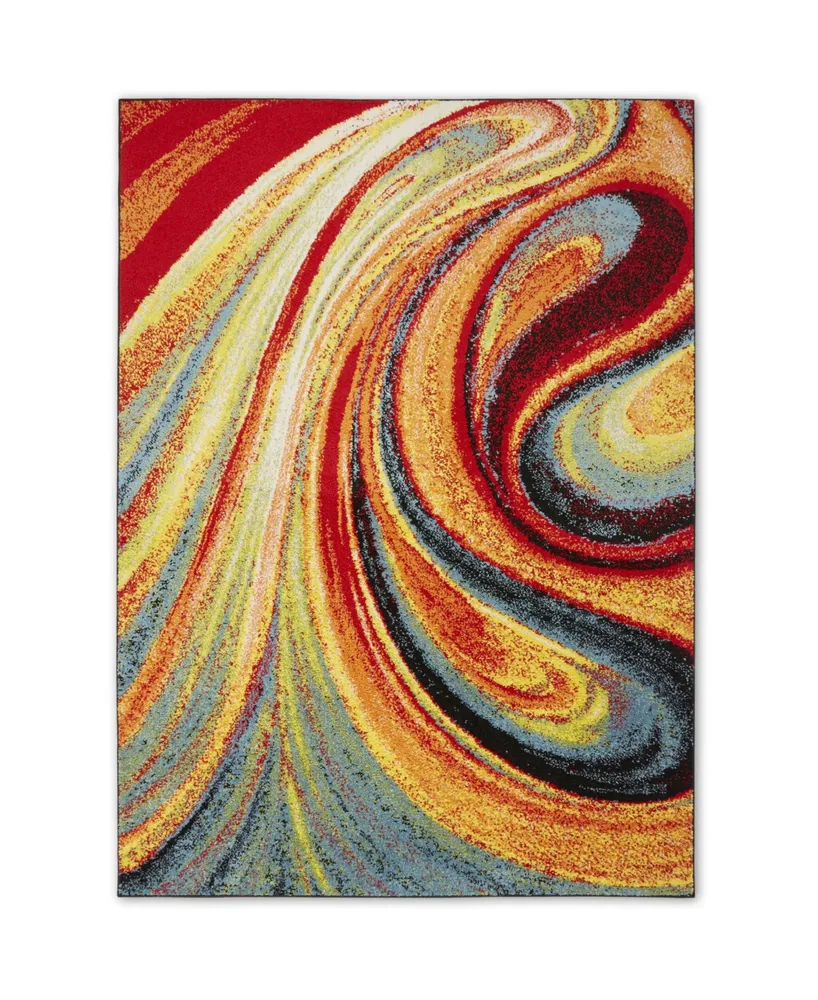 Global Rug Designs Burst BUR01 Red 5'2" x 7'2" Area Rug