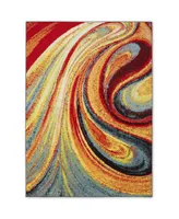 Global Rug Designs Burst BUR01 Red 5'2" x 7'2" Area Rug