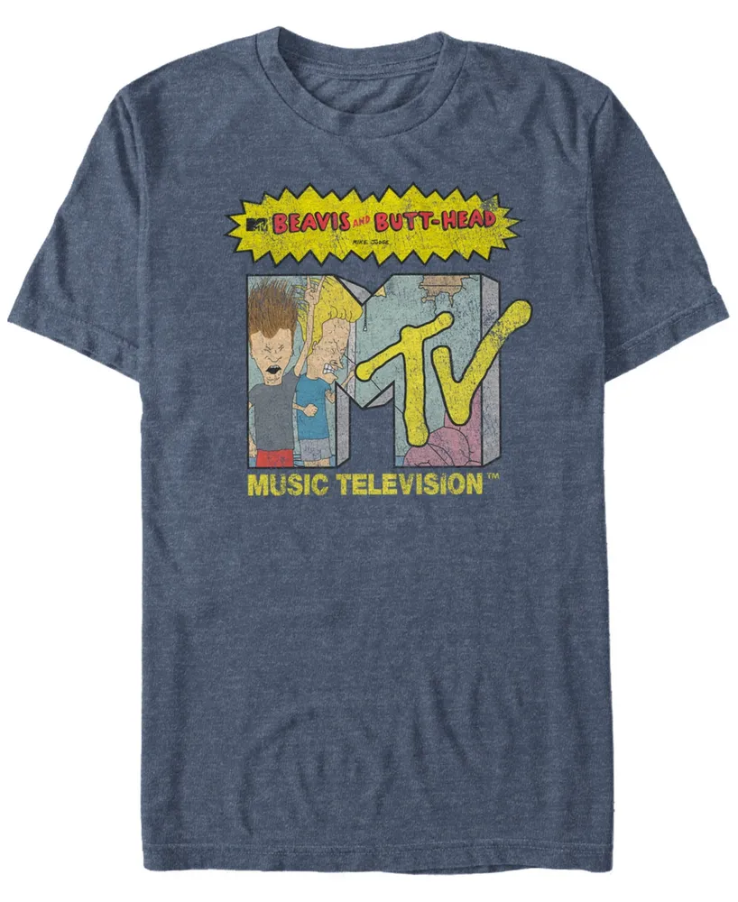 Mtv Men's Distressed Beavis and Butthead Head bangers Logo Short Sleeve T-Shirt