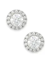 Diamond Round Halo Stud Earrings in 14k White Gold (/ ct. t.w