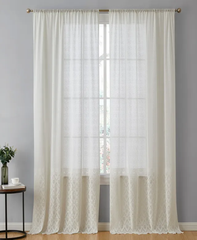 HLC.ME Abbey Faux Linen Textured Semi Sheer Privacy Sun Light Filtering Transparent Window Grommet Short Thick Curtains Drapery Panels for Bedroom 