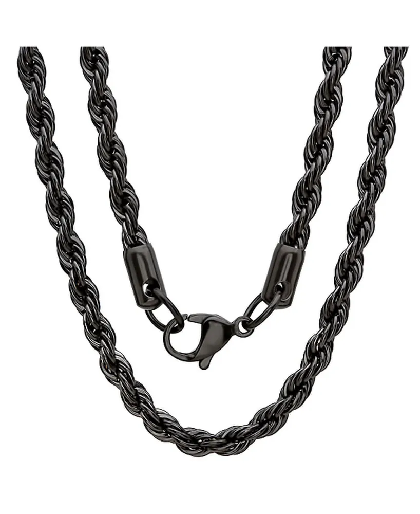 Steeltime Men's black Ip Plated Stainless Steel Rope Chain 30" Necklace