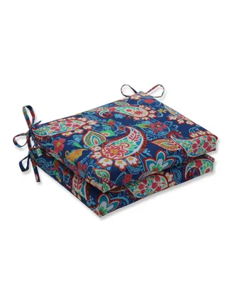 Pillow Perfect Paisley Party Coral Squared Corners Seat Cushion, Set of 2