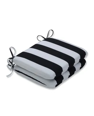Pillow Perfect Cabana Stripe Rounded Corners Seat Cushion, Set of 2