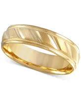 Men's Brushed & Milgrain Band 14k Gold